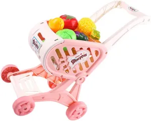 Set Children's Shopping cart Toodler Toys Supermarket Hand Trolley Storage Toy Trolley Storage Basket Toy Food Supermarket Trolley fever Mini Toy Grocery Plastic Doll House Toddler Gadpiparty 1 