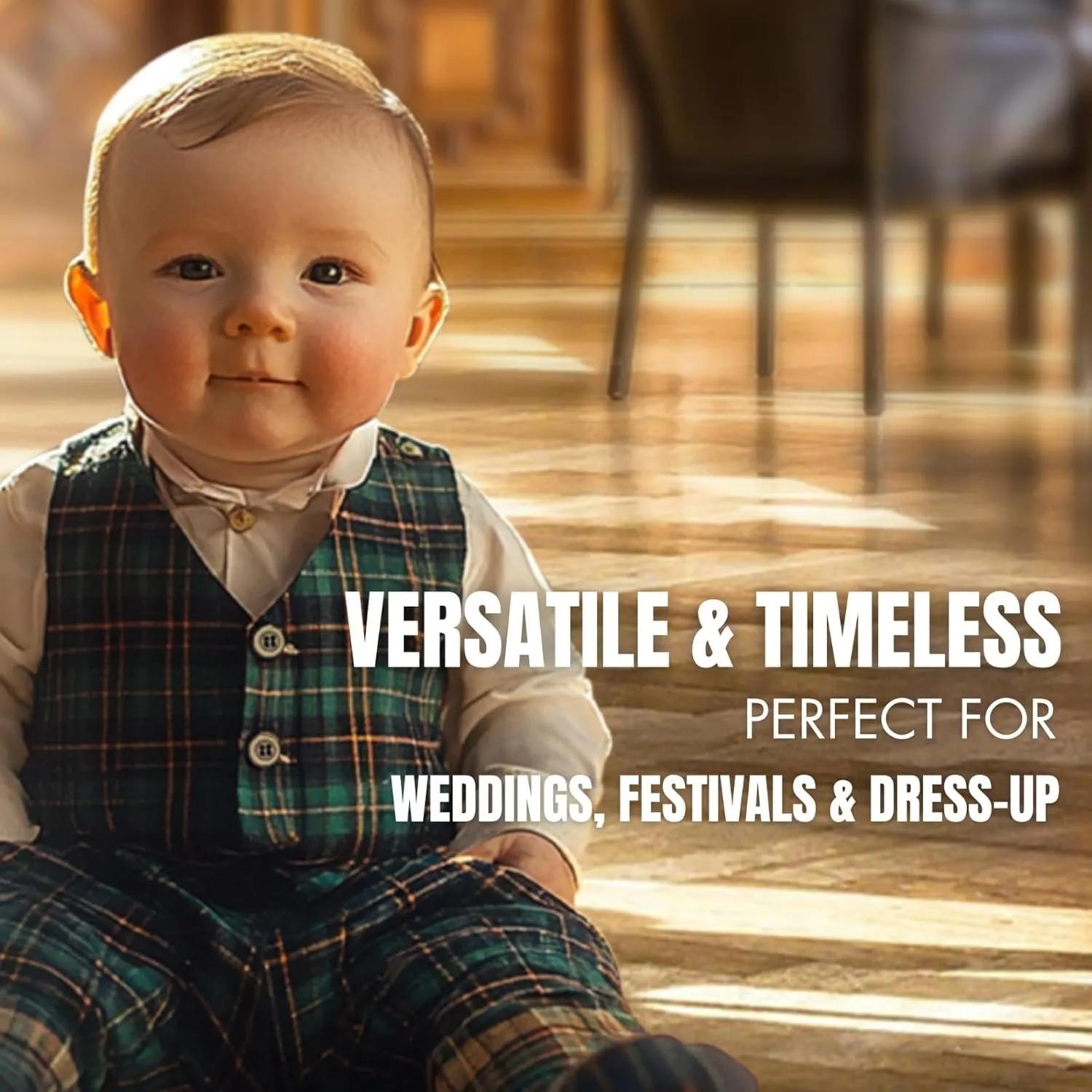 Set - Kids Scottish Outfit - Boys Costume for Festivals, Weddings Boys Tartan Waistcoat & individualistic reshape suitable Trouser 