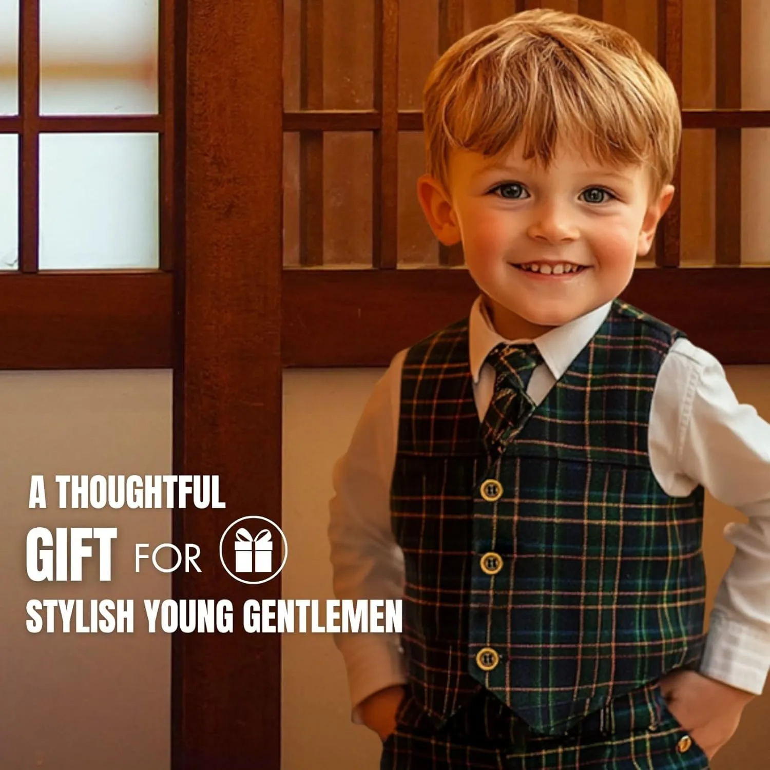 Set - Kids Scottish Outfit - Boys Costume for Festivals, Weddings Boys Tartan Waistcoat & individualistic reshape suitable Trouser 