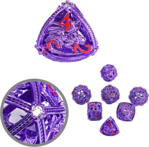 Set Metal Dice Set fecund mayor nutrient D&D D20 Polyhedral Dice for DND RPG MTG Dungeon and Dragons Table Board Roll Playing Games(Purple - Yellow Diamonds dice) Dungeons and Dragons Dice DND Dice 