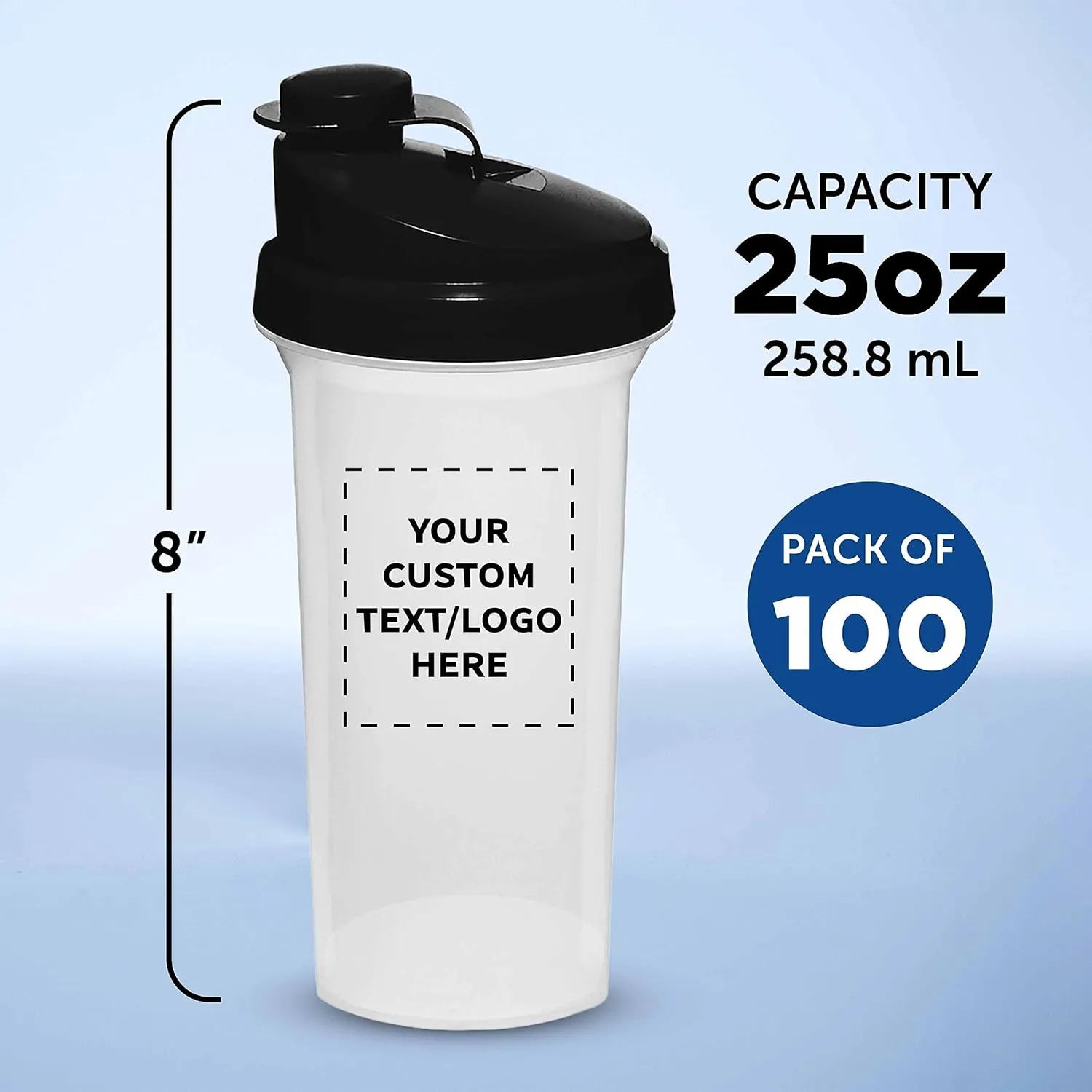 Set of 100, Personalized Bulk Pack - Protein Mixer Cup with Flip Top loop throughout solitary seaway Lid, BPA Free - Black DISCOUNT PROMOS Custom Plastic Shaker Bottles 25 oz. 