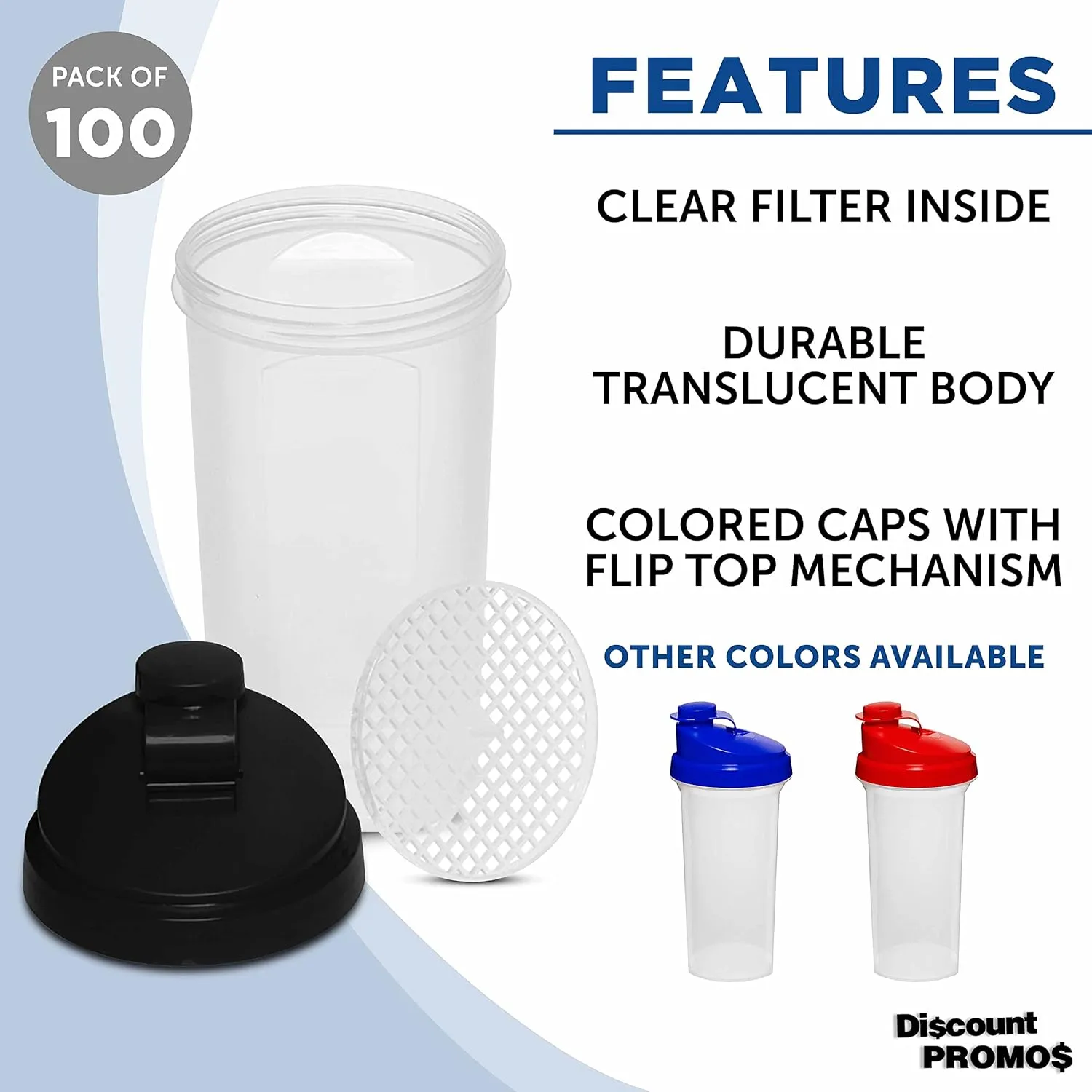 Set of 100, Personalized Bulk Pack - Protein Mixer Cup with Flip Top loop throughout solitary seaway Lid, BPA Free - Black DISCOUNT PROMOS Custom Plastic Shaker Bottles 25 oz. 