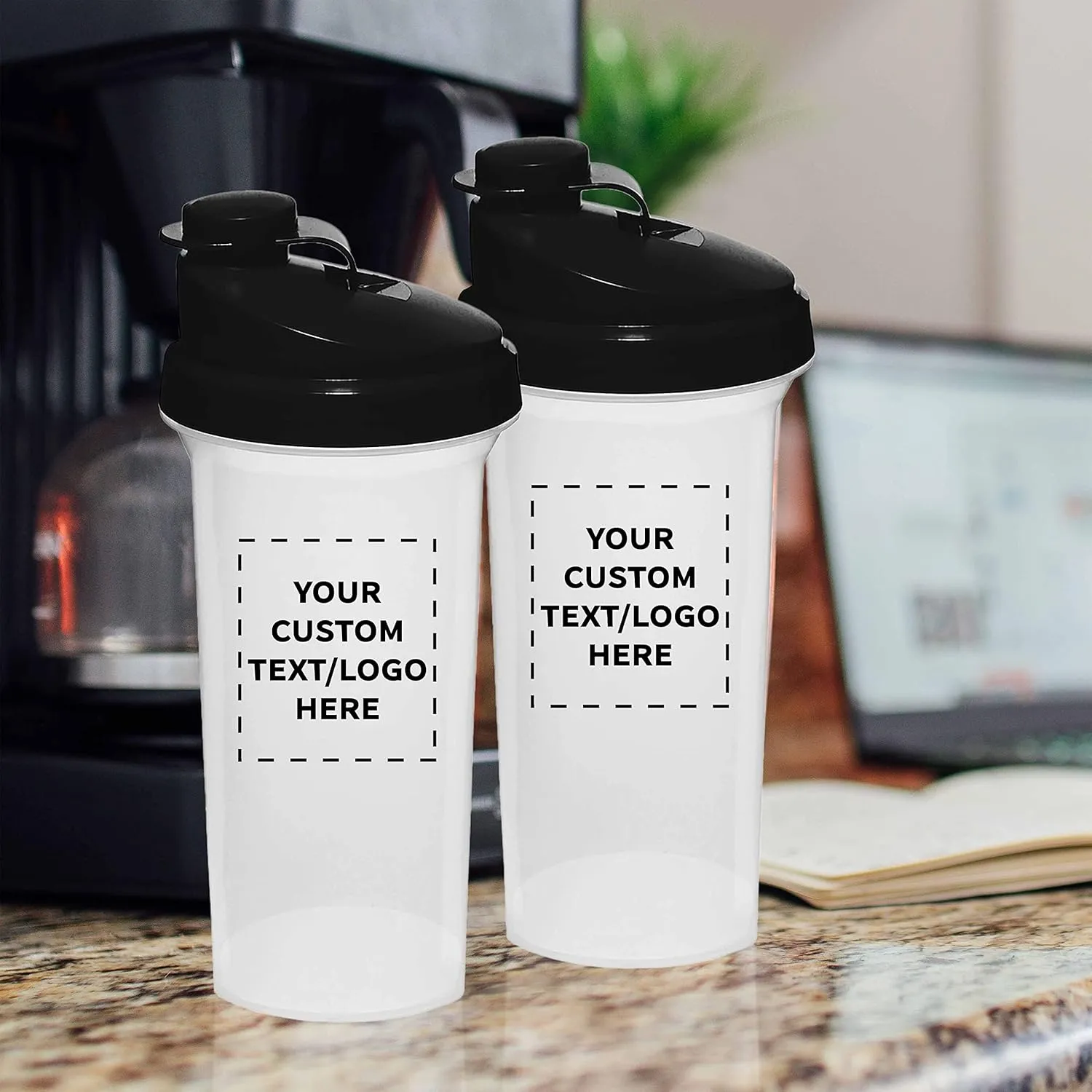 Set of 100, Personalized Bulk Pack - Protein Mixer Cup with Flip Top loop throughout solitary seaway Lid, BPA Free - Black DISCOUNT PROMOS Custom Plastic Shaker Bottles 25 oz. 