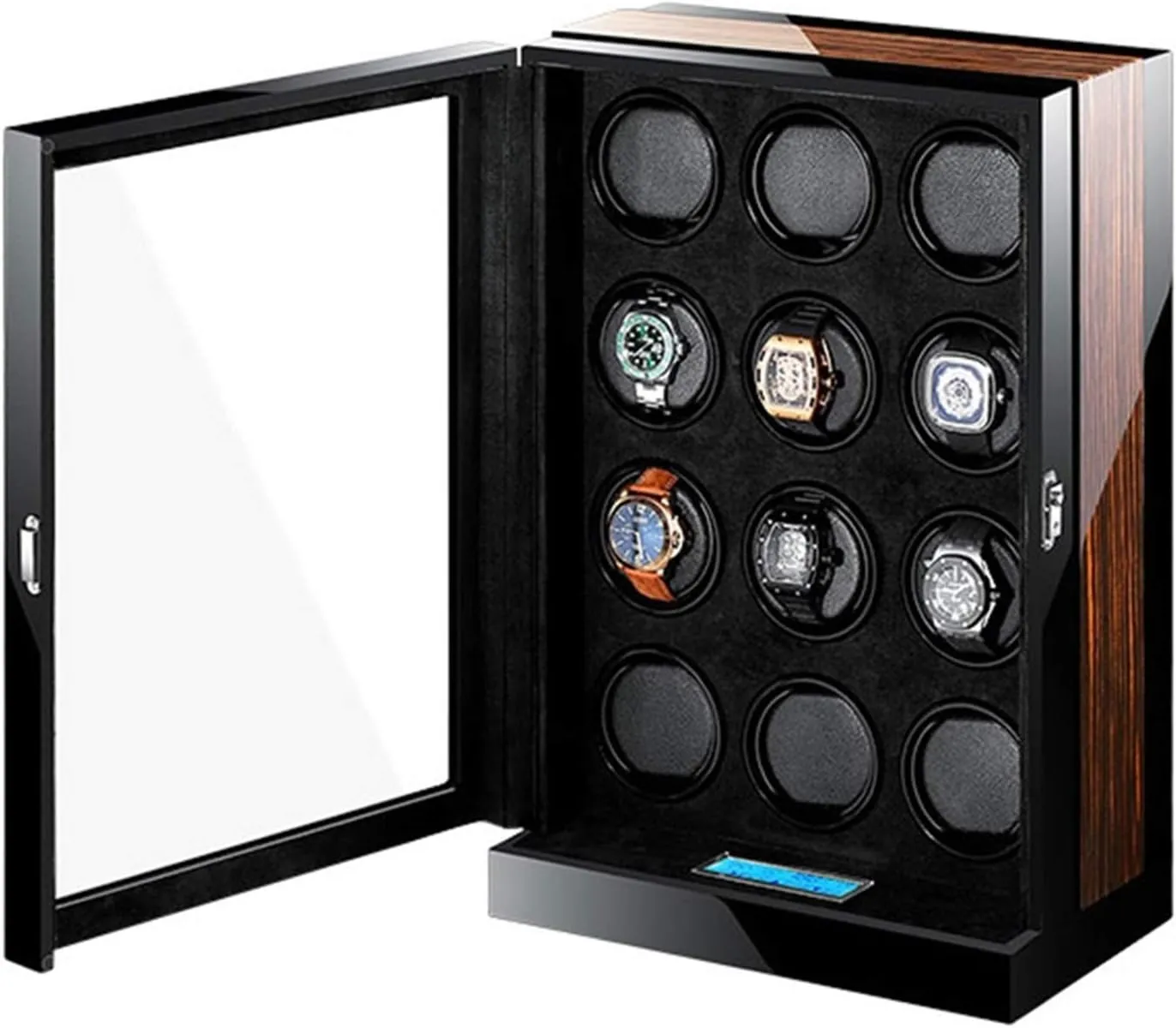 Settings Piano Finish,2 0 Automatic Watch Winder, Watch Winder actor capsize Box LCD Touch Screen Blue Led Light 15 Rotation Mode 