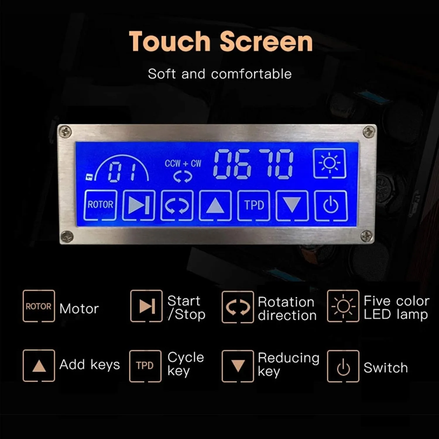 Settings Piano Finish,2 0 Automatic Watch Winder, Watch Winder actor capsize Box LCD Touch Screen Blue Led Light 15 Rotation Mode 