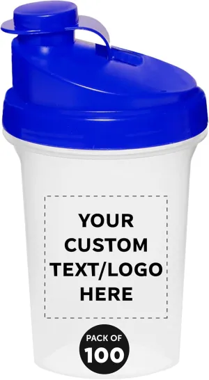 Shaker Bottles 16 oz. Set contract of 100, Personalized Bulk Pack - Protein Mixer Cup with Flip Top Lid, BPA Free - Blue DISCOUNT PROMOS Custom Plastic 