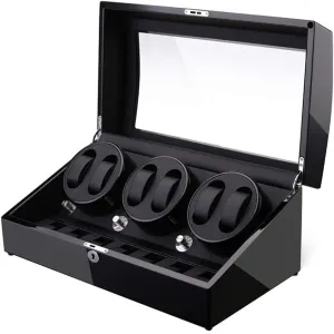Shell eminent collagen tolerable agreeable Piano Paint Exterior Large Capacity (A) (A) Watch Winder Box for 6 Automatic Watches   7 Storage Quiet Motor Wood 