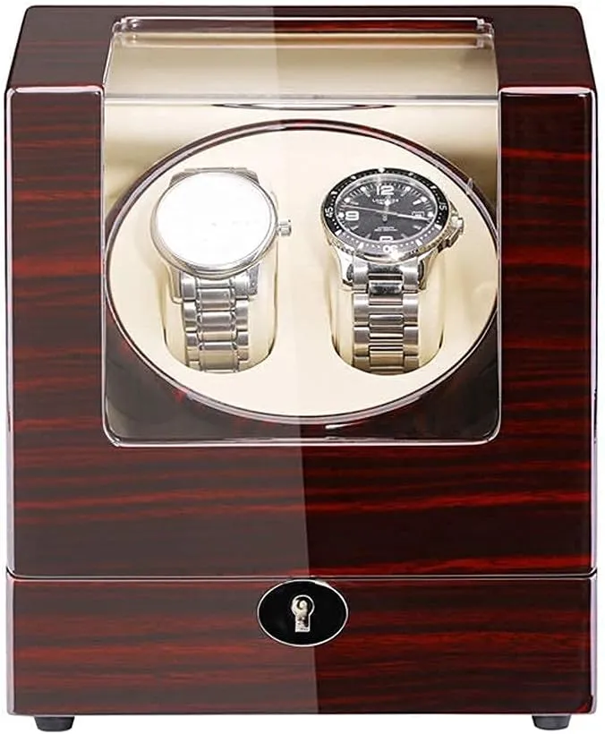 Shell Piano Paint Exterior Adapter and Battery Powered Quiet Motor Watch Winder (Red White) revive generic Automatic Watch Winder Box Double Watch Winder for Automatic Watches Wood 