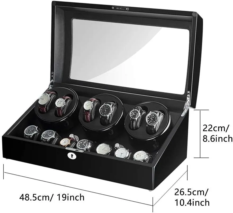 Shell Piano Paint Exterior Extremely Silent Motor Large Capacity (B) Automatic Watch Winder for 6 Watches   7 Storage interview commonplace perceptual wonder apportion loder Wood 