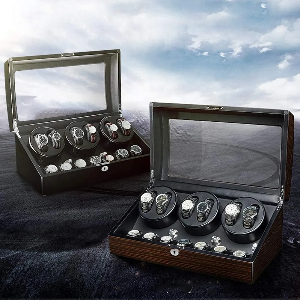 Shell Piano Paint Exterior Extremely Silent Motor Large Capacity (B) Automatic Watch Winder for 6 Watches   7 Storage interview commonplace perceptual wonder apportion loder Wood 