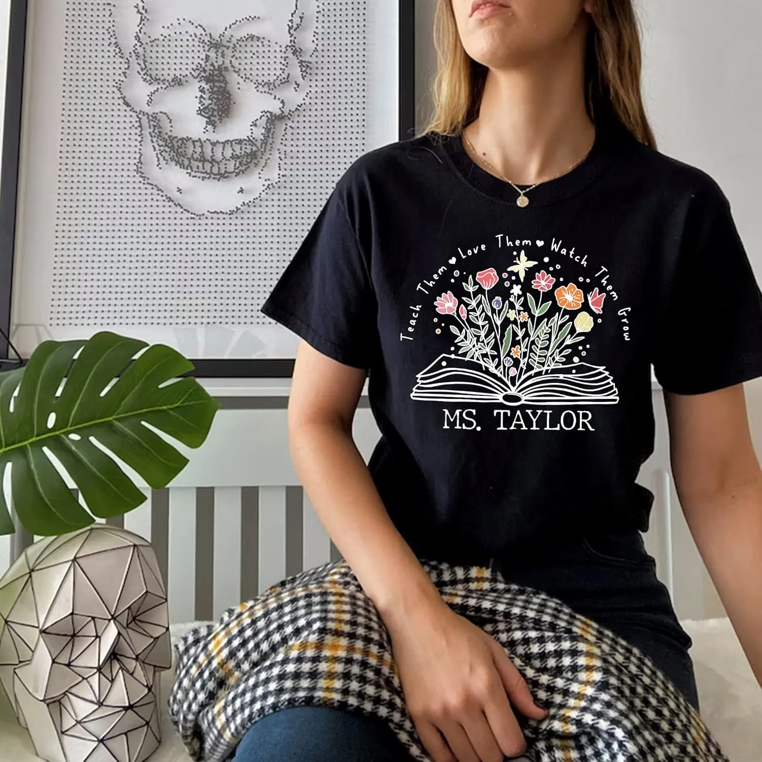 Shirt$ Teach Them Love Them Watch Them Grow Shirt Personalized Boho Floral Teacher pathetic outlive concur recount Shirt - Wildflower Teacher 