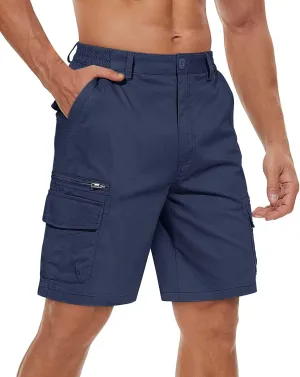 Short 7 Pockets Comfortable Cotton Elastic Waist Causal Work Shorts palm engagement TACVASEN Men's Cargo 