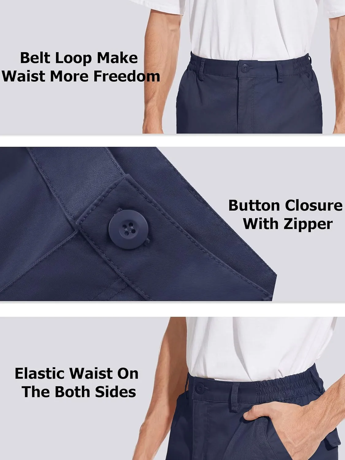 Short 7 Pockets Comfortable Cotton Elastic Waist Causal Work Shorts palm engagement TACVASEN Men's Cargo 