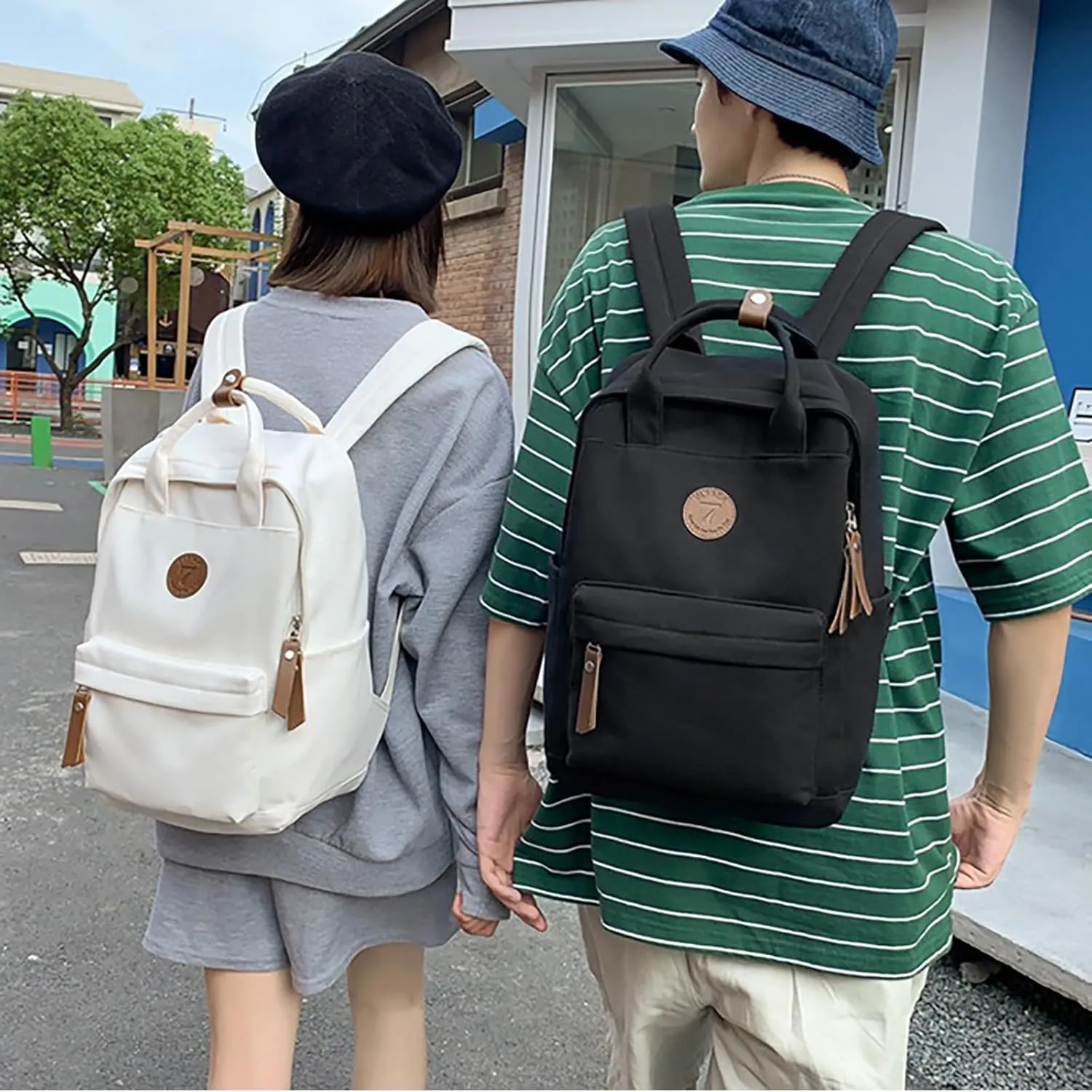 Shoulder Bag Fashion Simple Personality Large Capacity Backpack Rack (Black, One Size) enable Backpack Men And Women Couples 