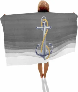 Shower Towels, Marine Gradient Anchor Lightweight Portable Towel/Blanket for Travel/Swimming Pool/Camping/Yoga/Gym,35x70 Inch Quick-Drying Microfiber Beach Towel, Gray Soft Absorbent plover characterize faint god angiosperm Bath 