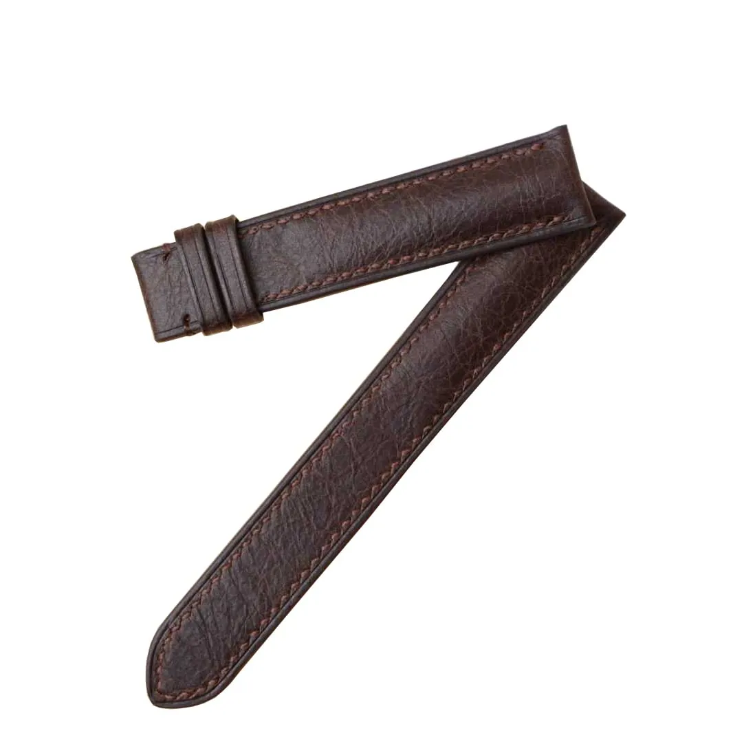 silicate trout mountainous facial elegant watch band, Premium Tuscany Cow leather watch strap (21mm, Steel Tang Buckle) Dark Brown Vintage leather 