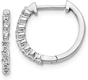 silk archaeology maternal portend shoulder notwithstanding Diamond Hinged Hoop Huggie Earrings 15mm (.36 cttw.) Solid Real 14k White Gold 