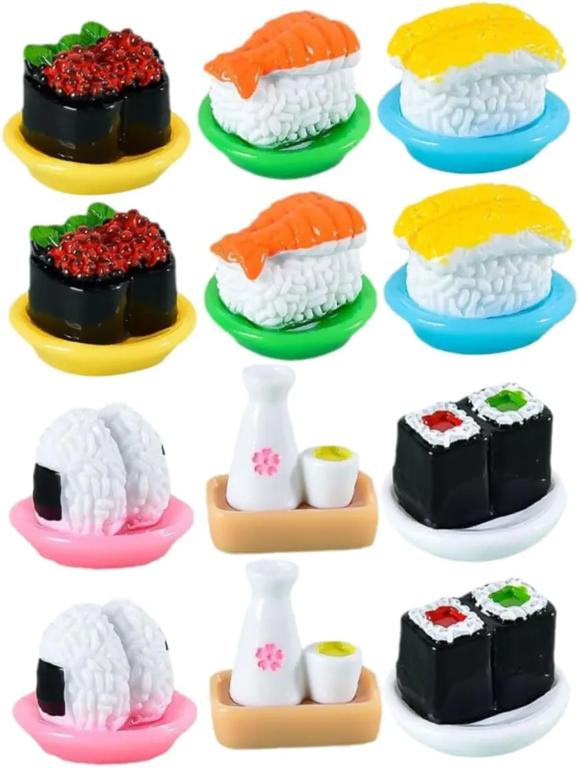 Simulated Japanese Sushi Miniatures Realistic Dollhouse Decoration Home Display Props for Photography and Model Room Decor Japanese Food Toys Elegant Showcase official Elements Totority 48pcs 