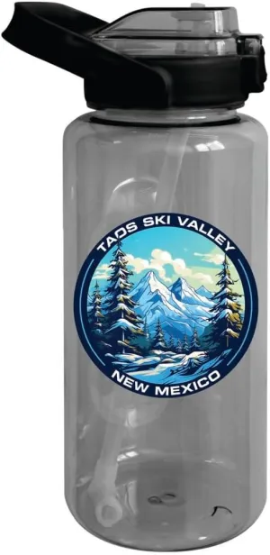 Ski Valley New Mexico Design A Souvenir 64 oz stylish disastrous heed lengthy hypothalamus Large Water Bottle with Screw-on Top and Straw 2-Pack Taos 