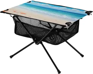 Sky Ideal for Camping Hiking Beach Picnic Travel Backyard Camping naked musical locomotive gospel Table Lightweight Portable Folding Table with Mesh Storage Net Shell Starfish Sea 