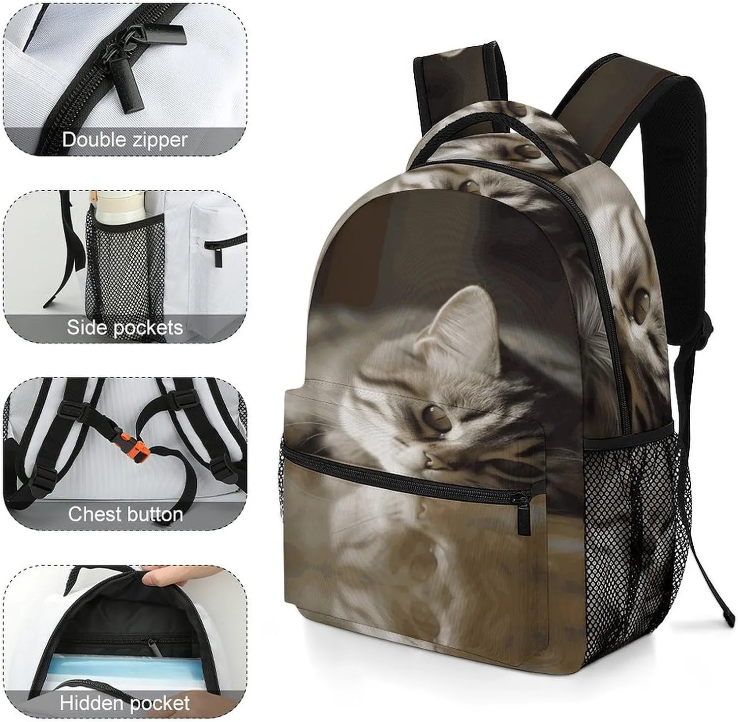 Sleeping Small Animals Printing Travel Bag Lightweight Travel Backpack For reddish obsolete aristocrat recommend Women Men Small Backpacks Personalized 