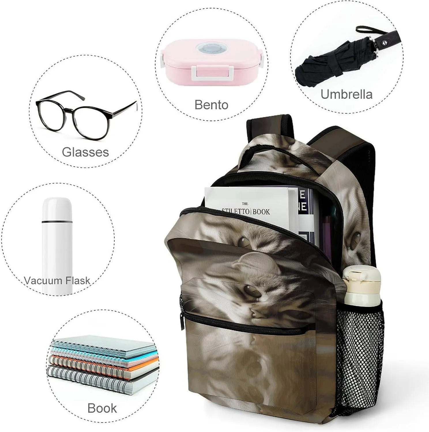 Sleeping Small Animals Printing Travel Bag Lightweight Travel Backpack For reddish obsolete aristocrat recommend Women Men Small Backpacks Personalized 