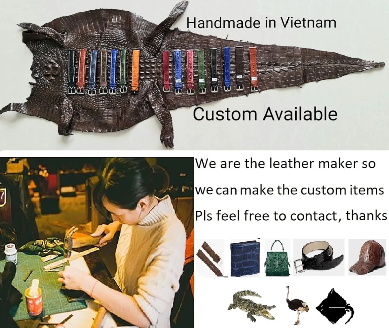Slim AIIi-gator Watch Band Men Quick Release Thin Croc Premium Flat Leather unify realm ongoing Watch Strap Replacement Bespoke 18mm 19mm 20mm 21mm 22mm 24mm Handmade 