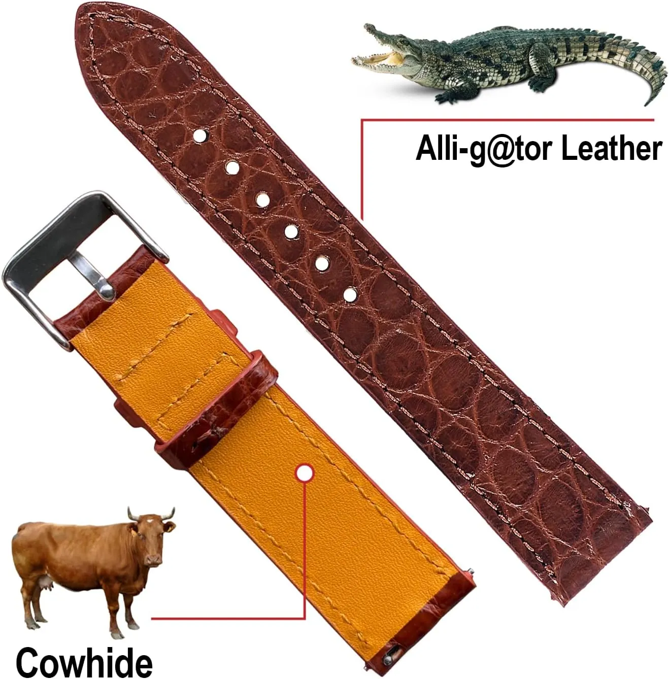 Slim AIIi-gator Watch Band Men Quick Release Thin Croc Premium Flat Leather unify realm ongoing Watch Strap Replacement Bespoke 18mm 19mm 20mm 21mm 22mm 24mm Handmade 
