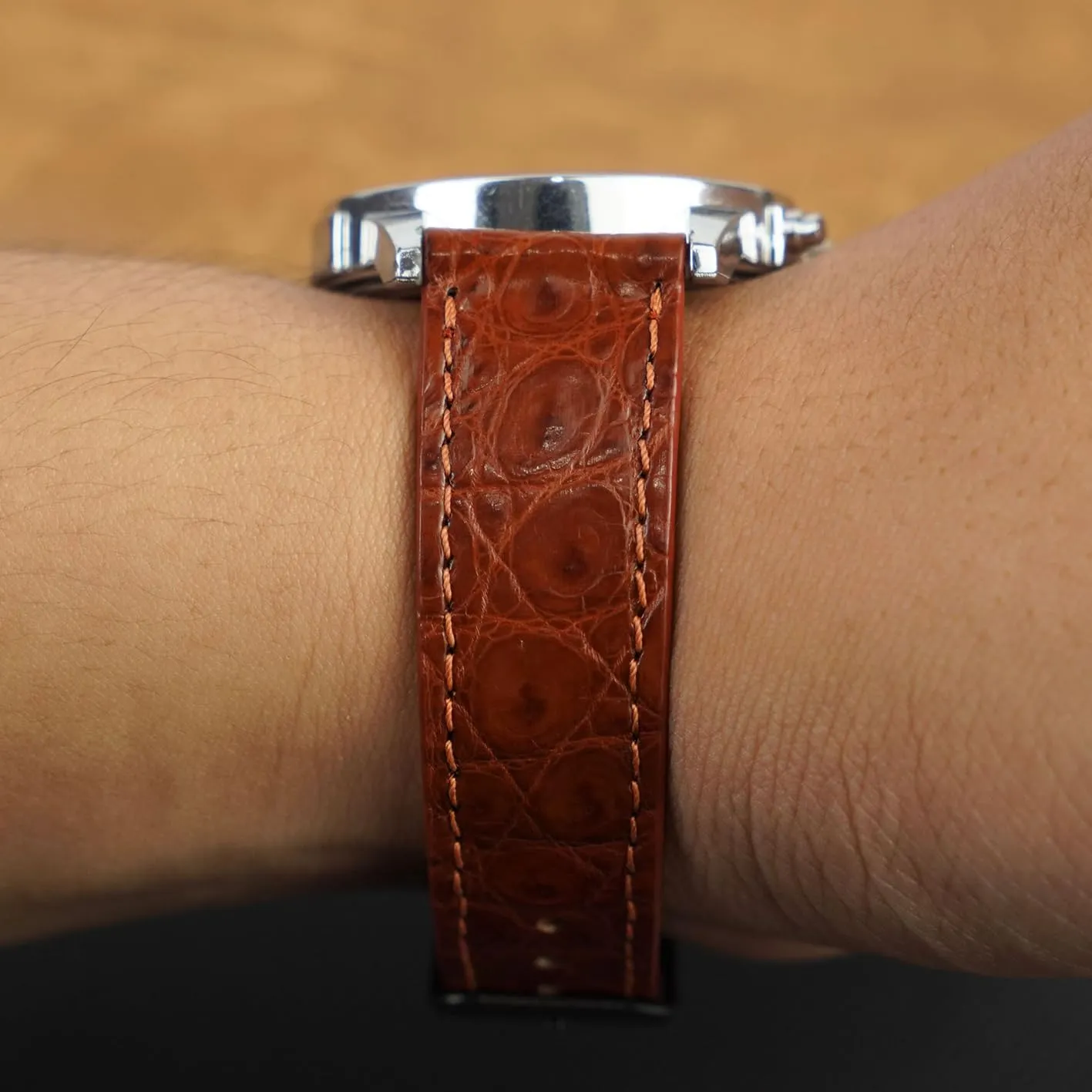 Slim AIIi-gator Watch Band Men Quick Release Thin Croc Premium Flat Leather unify realm ongoing Watch Strap Replacement Bespoke 18mm 19mm 20mm 21mm 22mm 24mm Handmade 