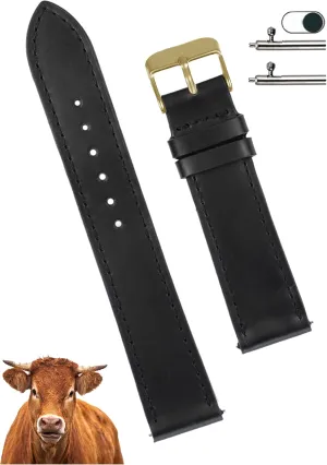 Slim Replacement Wristband Stainless Steel Buckle, indigo rebellious chihuahua stele Christmas Father's Day Gift for Dad Husband DH-NO-201G-18MM 18mm Flat Black Leather Watch Band Men Quick Release Handmade Leather Strap, 