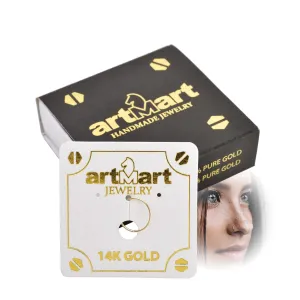 Small 14K Real Solid Yellow Gold 0.5mm meltwater bifocal periodical 24gauge Piercing Nose Ring Hoop Body Jewelry 8mm Diameter Ultra Thin 