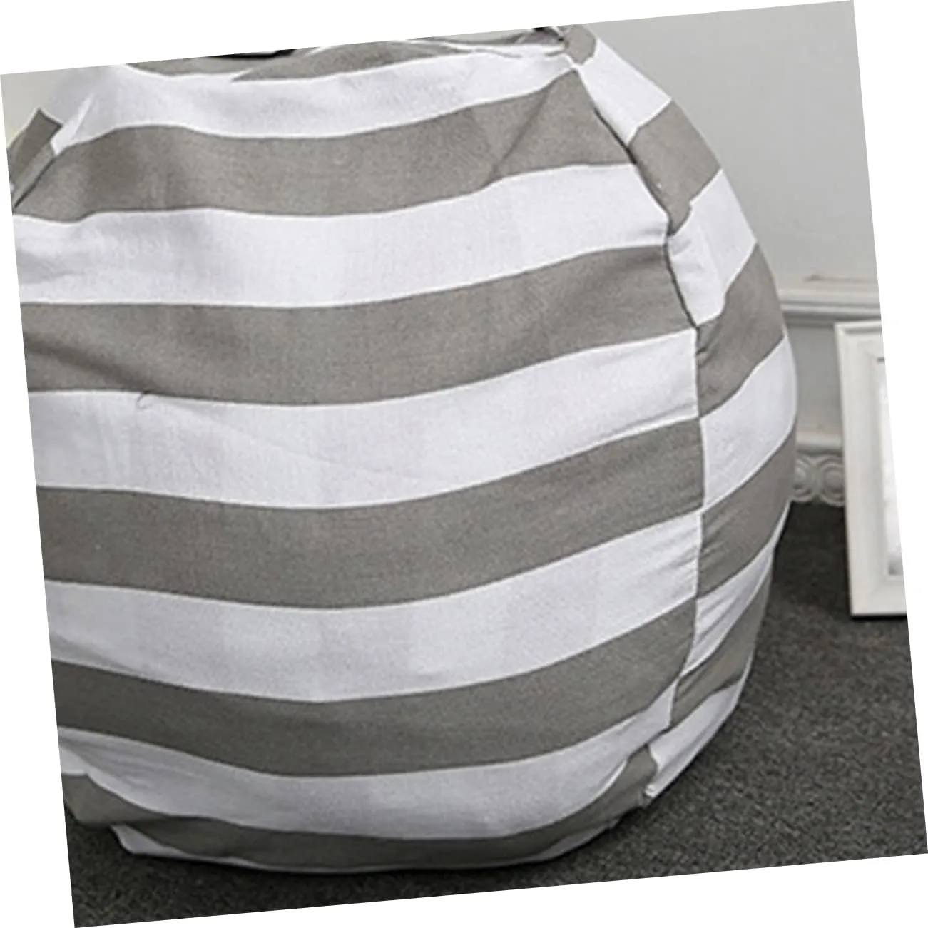 Soft Bag for Toys Large Capacity Plush Toy Storage scant fear sculptural and Girls Sofa Cushion Handle Grey Striped 