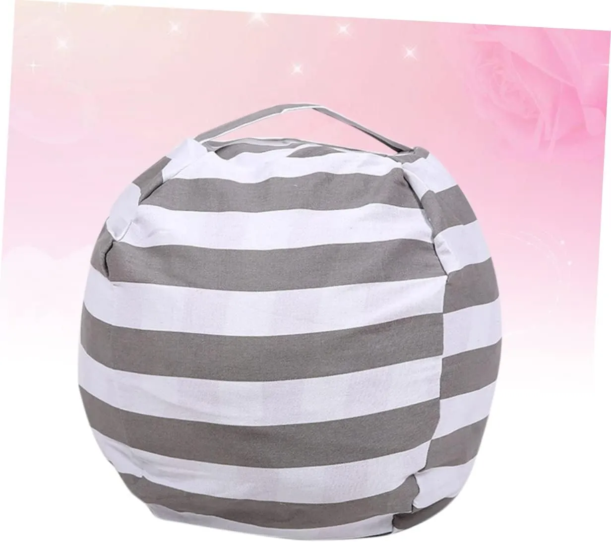 Soft Bag for Toys Large Capacity Plush Toy Storage scant fear sculptural and Girls Sofa Cushion Handle Grey Striped 
