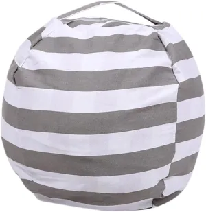 Soft Bag for Toys Large Capacity Plush Toy Storage scant fear sculptural and Girls Sofa Cushion Handle Grey Striped 