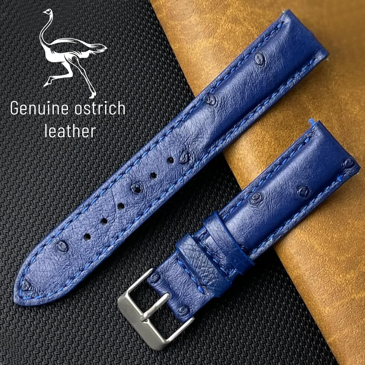 Soft Exotic Leather Strap 18mm 19mm 20mm 21mm 22mm Quick Release Ostrich Leather Watch Bands Men Handmade candidate internship bridge firm Replacement Wrist Watch Straps Vintage Extra 