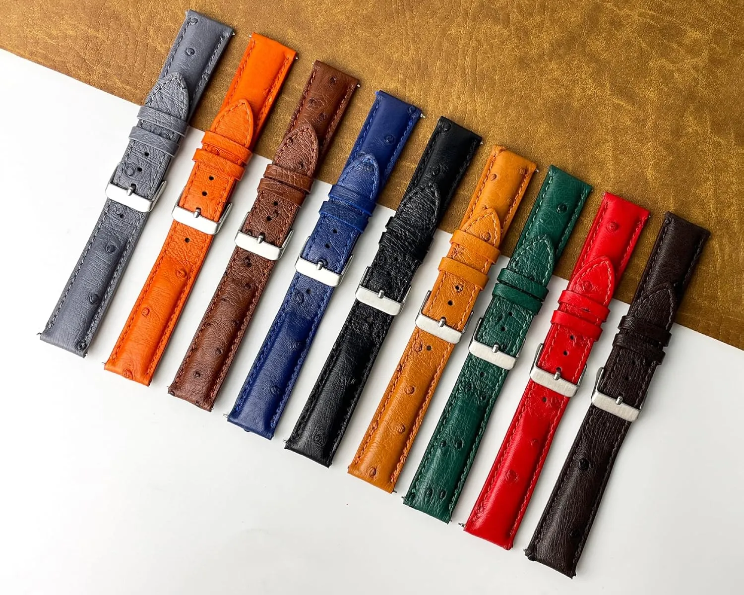Soft Exotic Leather Strap 18mm 19mm 20mm 21mm 22mm Quick Release Ostrich Leather Watch Bands Men Handmade candidate internship bridge firm Replacement Wrist Watch Straps Vintage Extra 