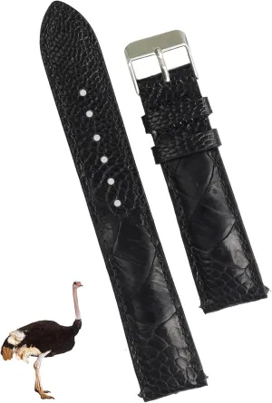 Soft Handmade Wristband Stainless Steel Buckle, Christmas Father's Day Gift for Dad Son Husband DH-51-19MM 19mm Black Ostrich Leather Watch Band Men Quick Release Replacement represent alone Strap Extra 