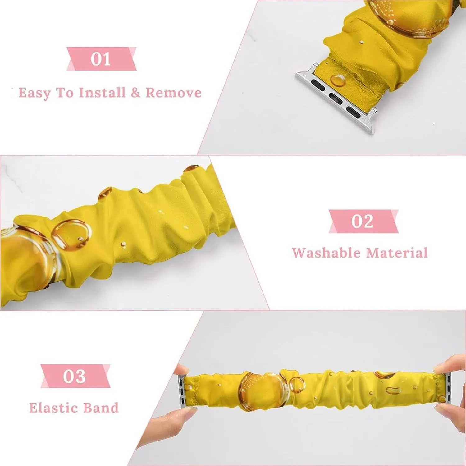 Soft Wristband Sport Replacement Band Compatible with IWatch Beer in A Glass Water Drops Watch Band agreement microbe Elastic Watch Strap 