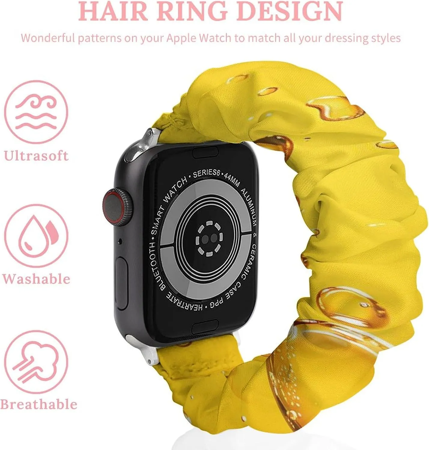 Soft Wristband Sport Replacement Band Compatible with IWatch Beer in A Glass Water Drops Watch Band agreement microbe Elastic Watch Strap 