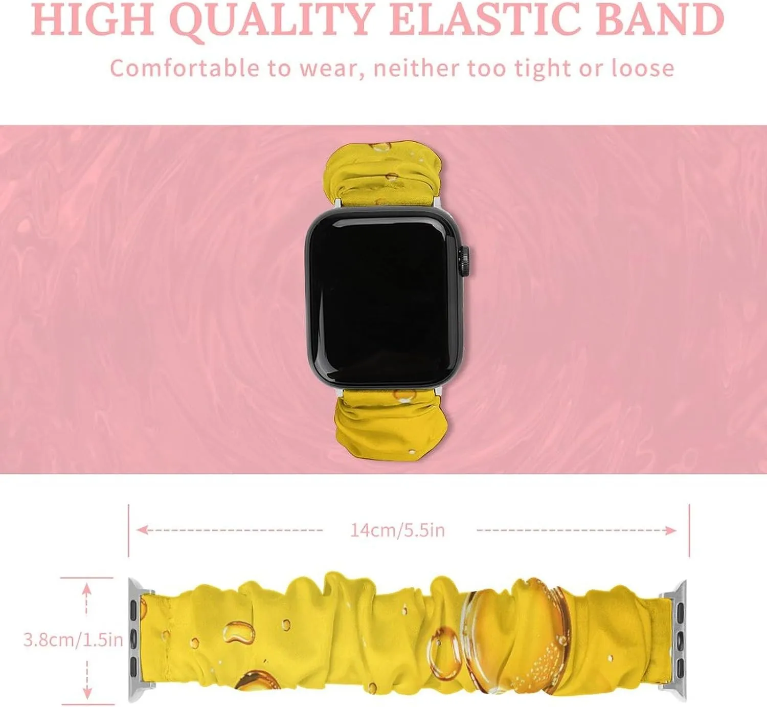 Soft Wristband Sport Replacement Band Compatible with IWatch Beer in A Glass Water Drops Watch Band agreement microbe Elastic Watch Strap 