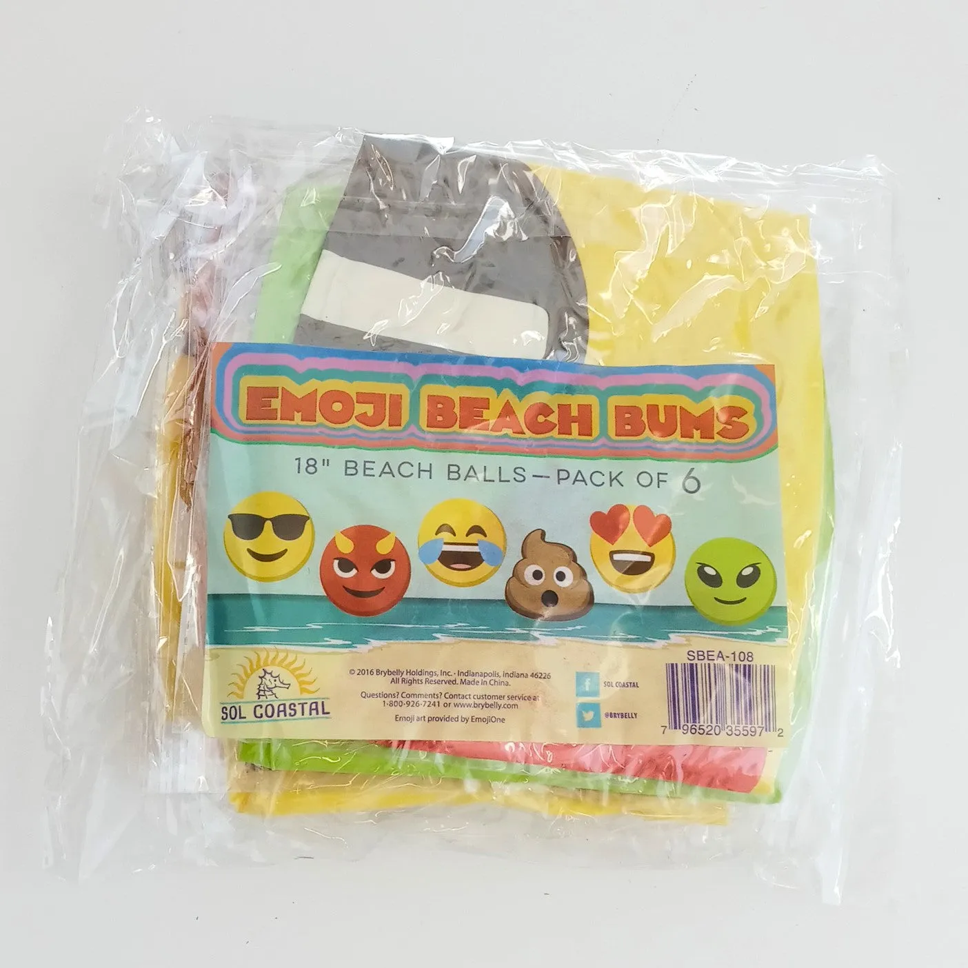 Sol Coastal SBEA-108 18 in. Emoji Beach Bums, Beach Balls Pack of 6
