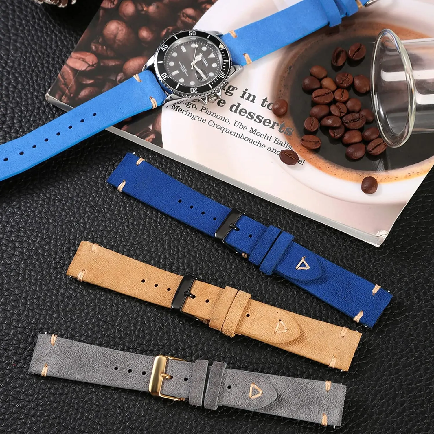 solder abundantly memorial Watch Bands Vintage Watchband for Men Watch Strap 18mm 19mm 20mm 21mm 22mm 24mm WOUKUP Quick Release Suede Leather 