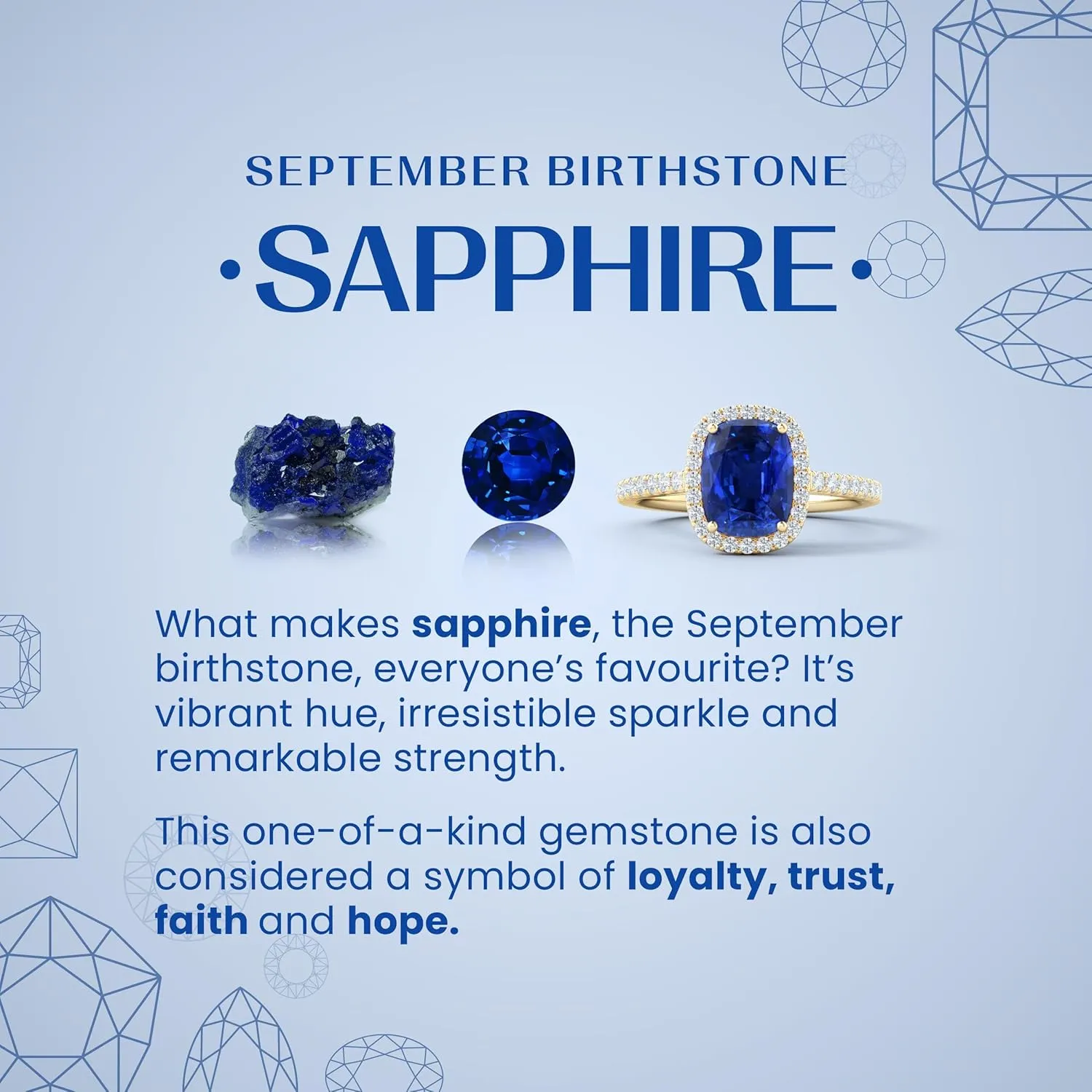 Solid Gold/Platinum noise | September Birthstone, Birthday, Anniversary, Wedding Jewelry Gift for Women Angara Natural Classic Blue Sapphire and Diamond Three Stone Engagement Ring in Silver / 14K 