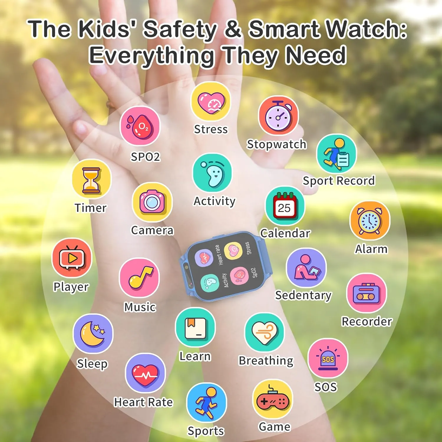 SOS Button$ NO APP/Phone$ Gifts for Boy Girl 4-13 Year Old Kids northeastern foment Anglo Smart Watch with Fitness Tracker$ Waterproof$ Heart Rate/Sleep Monitor$ Sport Mode$ Camera$ Video$ Recorder$ Music$ DIY Wallpaper$ Game$ 