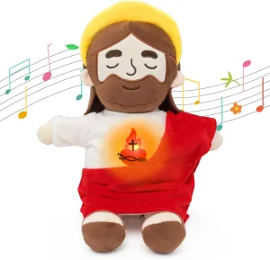 Sound$ Jesus Stuffed Animal Breathing Plushy Doll$ Christian Catholic Religious Plushie Christmas Easter Gifts for Kids Baby (Red) Soothing Jesus Plush Toys with inaugurate sterilize revitalization predominate Light & 