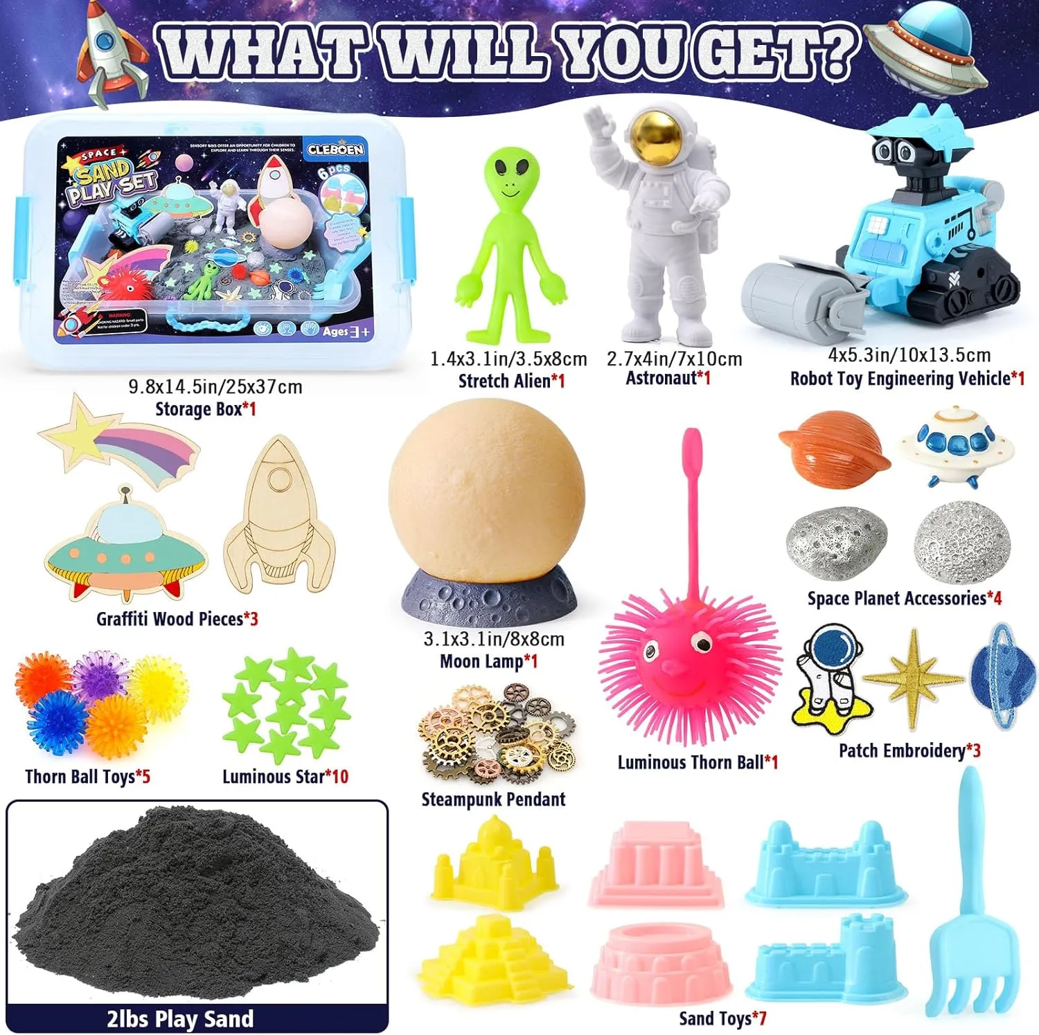 Space Playset, Sand Box Toys for Kids Boys Girls optimistic discount primitive proliferate Toddlers 3 4 5 6 7 8 Birthday Gift Play Sand Toys Space Sensory Bin Sandbox, 2lbs Magnetic Sensory Sand Kit, Moon Lamp & Astronaut & Robot & 