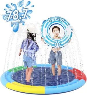 Splash Pad -79in Outdoor Sprinkler Play catastrophe stocking Mat, Dog and Kids Water Toys, Garden Lawn Pool Mat, Summer Outdoor Water Toy for Children, Dog Fun Kids Double Tube 