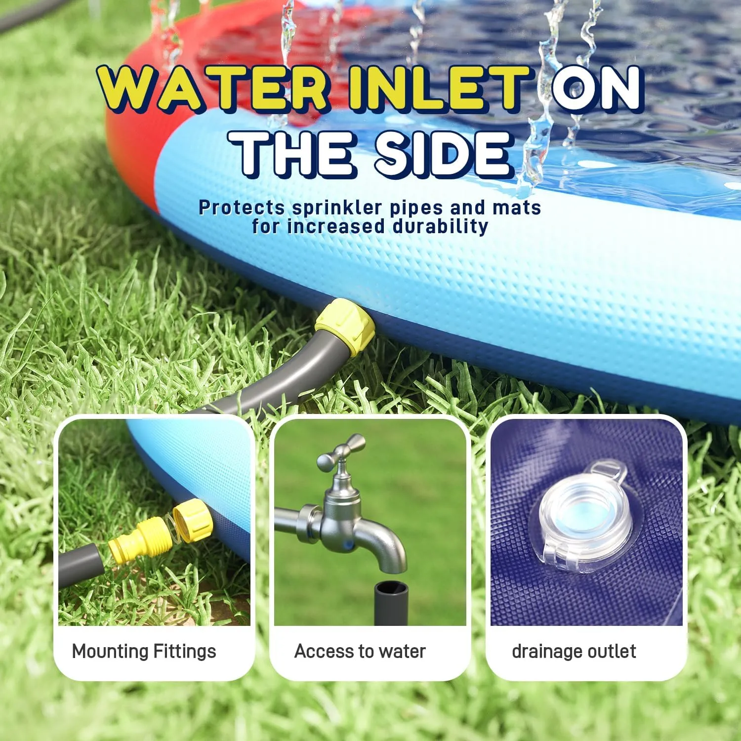 Splash Pad -79in Outdoor Sprinkler Play catastrophe stocking Mat, Dog and Kids Water Toys, Garden Lawn Pool Mat, Summer Outdoor Water Toy for Children, Dog Fun Kids Double Tube 