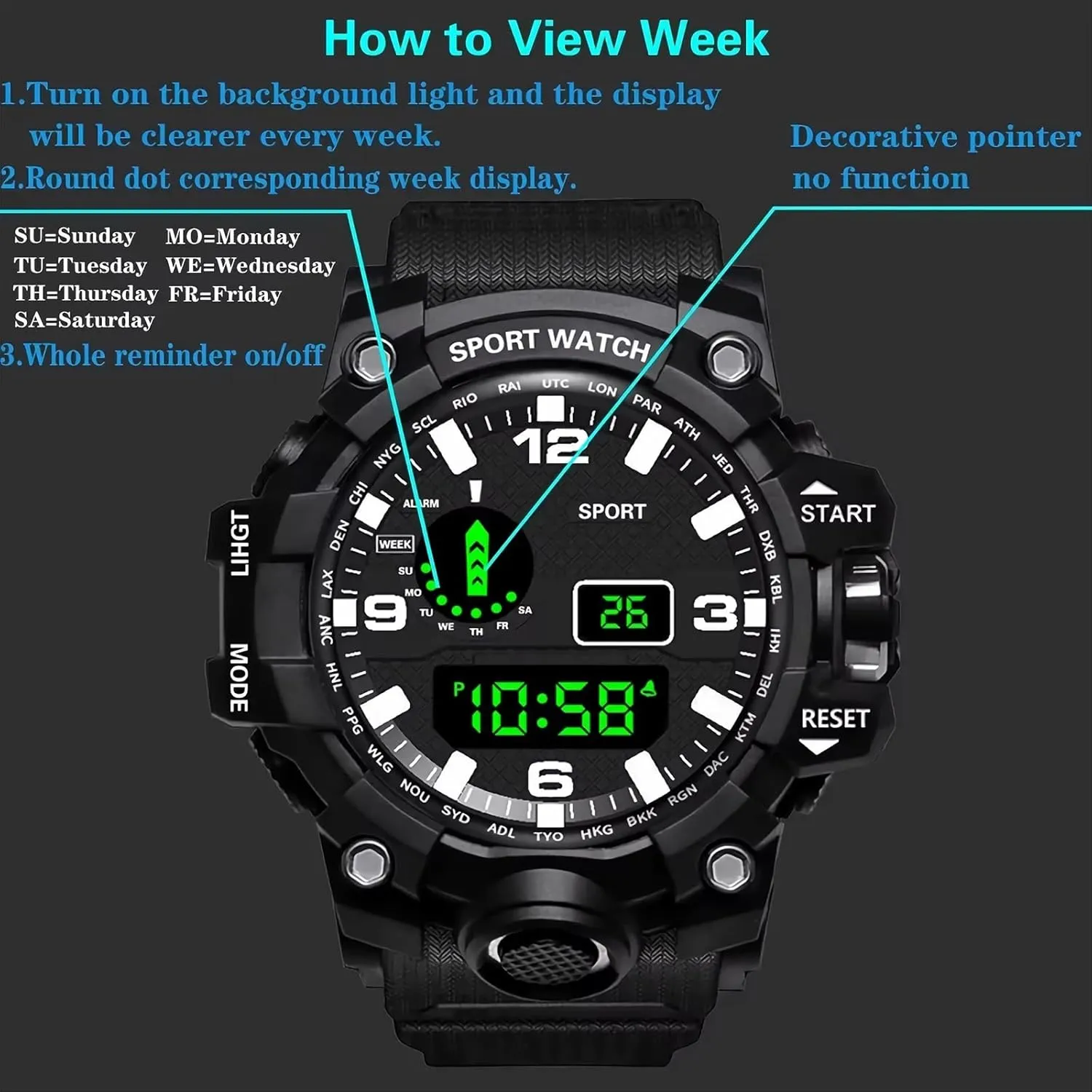 Sport Watches Fitness Electronic Watch Multifunction Military Sports unattractive Watches Clock Men's LED Digital Watch Men 