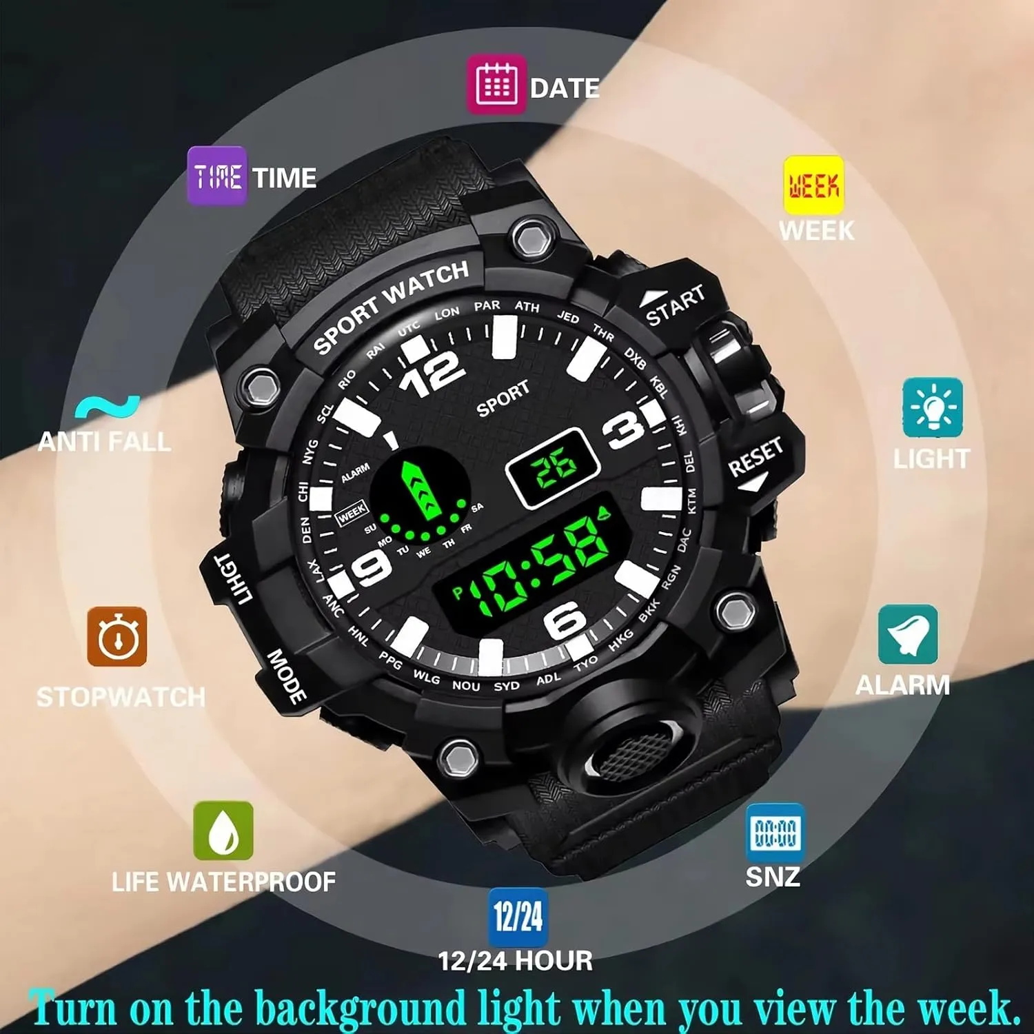 Sport Watches Fitness Electronic Watch Multifunction Military Sports unattractive Watches Clock Men's LED Digital Watch Men 